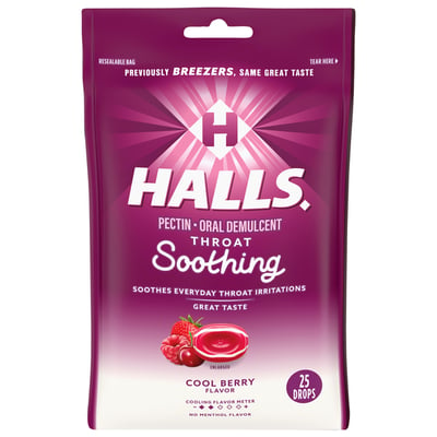 Halls - Halls, Drops, Cool Berry Flavor, Throat Soothing (25 count), Shop