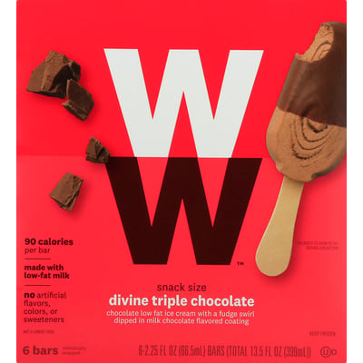WW - WW, Ice Cream Bars, Divine Triple Chocolate, Snack Size (6