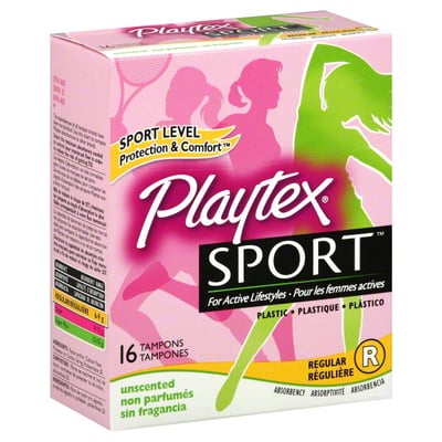 Playtex - Playtex, Sport - Tampons, Plastic, Regular Absorbency, Unscented  (16 count), Shop