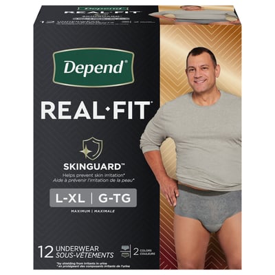 Depend - Depend, Real-Fit - Underwear, Skinguard, Maximum, 2 Colors, L-XL (12  count), Shop