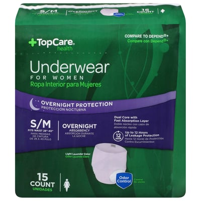 TopCare - TopCare, Health - Underwear, Overnight Protection, Light Lavender  Color, Small/Medium, for Women (15 count), Shop