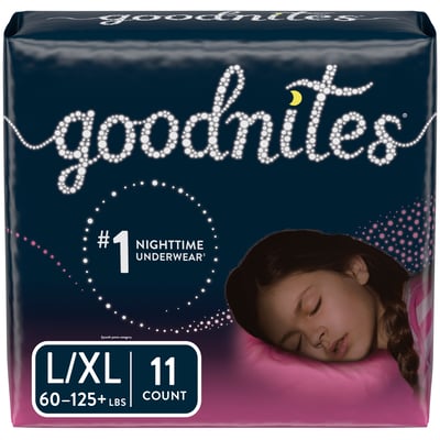 GoodNites - GoodNites, Underwear, Nighttime, L/XL (60-125+ lbs), Girls (11  count), Shop