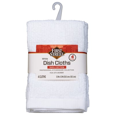 First Street - First Street, Dish Cloths, White (4 count)