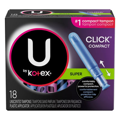 Elevator Really fuel U By Kotex - U By Kotex, Click Compact - Tampons, Plastic, Super, Unscented  (18 count) | Shop | Brookshire's Food & Pharmacy