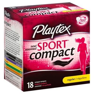 Playtex - Playtex, Sport Compact - Tampons, Compact, Regular, Unscented (18  count), Shop