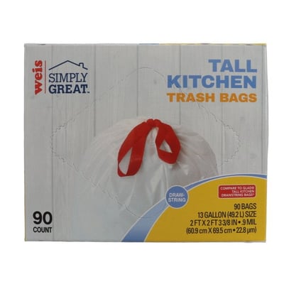 Weis Simply Great - Weis Simply Great Tall Kitchen Trash Bags 13 Gallon  Drawstring (90 count), Shop