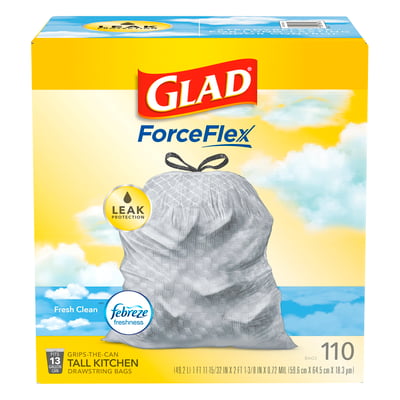 Glad Force Flex 13 Gal. Drawstring Lavender Scent Odor Shield