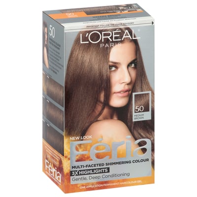 L'Oreal - L'Oreal, Feria - Haircolour Gel, Permanent, 50 Medium Brown |  Shop | Stater Bros. Markets