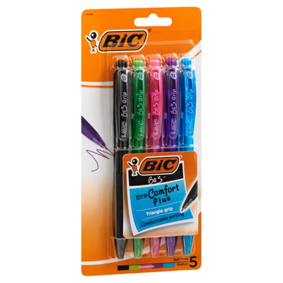 Details about   Bic BU3 Xtra-Comfort Plus Triangle Grip Ball Point Pens Medium 8 ea Assorted Ink 