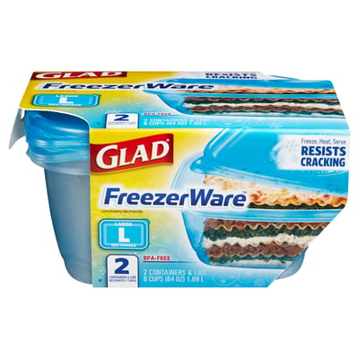 Glad - Glad, Freezer Ware - Containers & Lids, Large (2 count