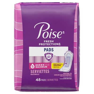 Poise - Poise, Fresh Protection - 5 Maximum Pads (48 count) | Shop