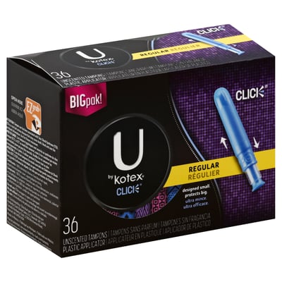 U By Kotex U By Kotex Click Tampons Unscented Regular Bigpak 36 Count Shop Super 1 Foods