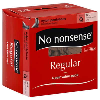 No Nonsense - No Nonsense, Pantyhose, Nylon, Regular, Reinforced Toe, Size  Q, Tan (4 count), Shop