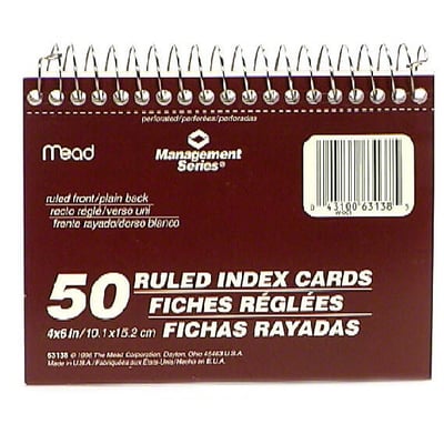 Mead - Mead Index Cards, Spiral Bound, Perforated, 4x6 Inch (50 count), Shop