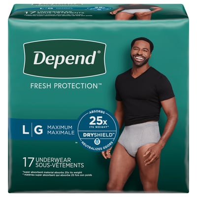 Depend - Depend, Fresh Protection - Underwear, Maximum, Large (17 count ...