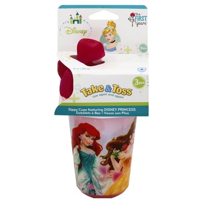 Disney Baby Take & Toss Sippy Cups, Disney Princess, 10 oz, 9M+, 3