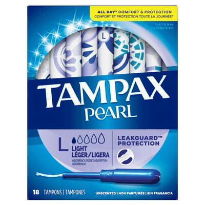 Tampax - Tampax Pearl Light Absorbency Unscented Tampons 18 Pack