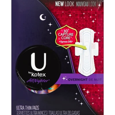 Kotex Fem Gm U By Kotex Pads Ultra Thin Wings Overnight 14 Count Lucky Supermarkets