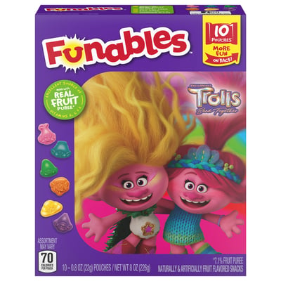 Funables - Funables, Fruit Flavored Snacks, Trolls (10 count