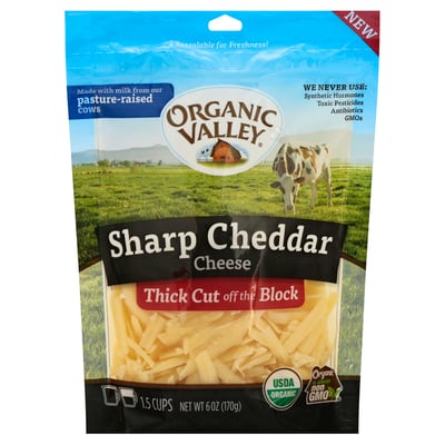 Organic Valley - Organic Valley, Cheese, Sharp Cheddar, Thick Cut Off The  Block (6 oz) | Kowalski's On The Go | Shop - Kowalski's On The Go