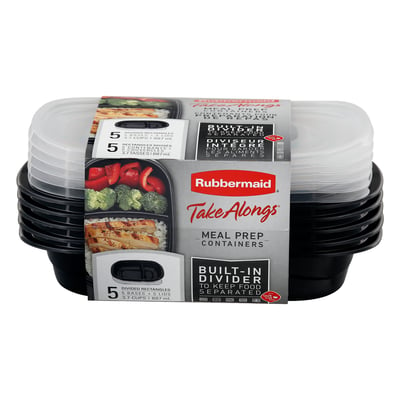 Rubbermaid TakeAlongs, 3.7 Cups, Meal Prep Food Storage Container with  Built-In Divider, 20 Pieces