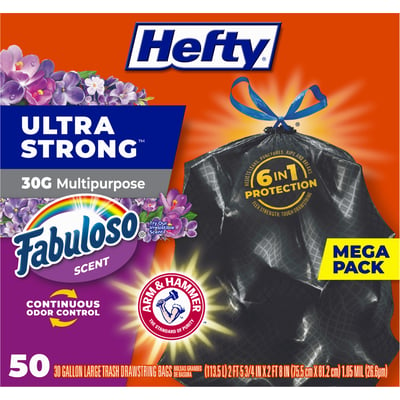 Hefty Ultra Strong Tall Kitchen Trash Bags, NEW! Fabuloso Scent, 13 Gallon,  80 Count
