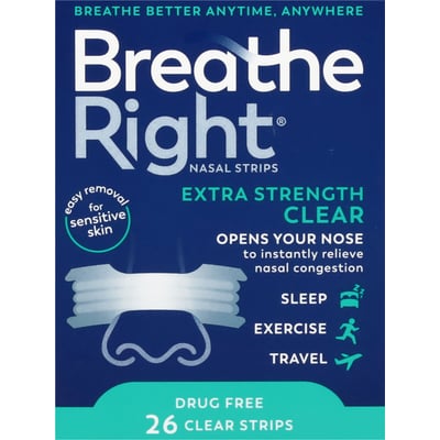Breathe Right Nasal Strips, Drug Free, Extra Strength - 26 strips