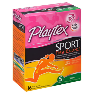 Playtex Sport Odor Shield Super Absorbency Unscented Plastic