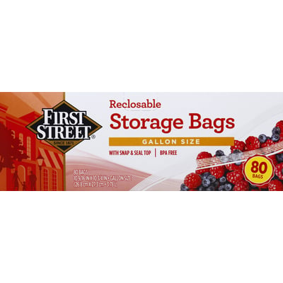 First Street - First Street Heavy Duty Reclosable Freezer Bags (90