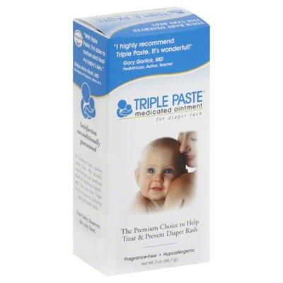 Triple Paste Diaper Rash Cream, Hypoallergenic Medicated Ointment for  Babies