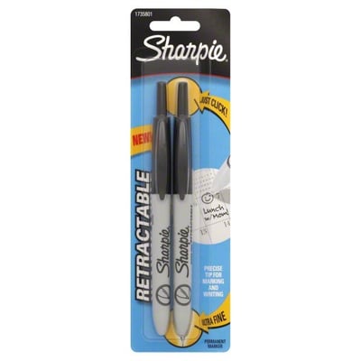 Sharpie Retractable Permanent Markers, Fine Point, Black, 2 Count
