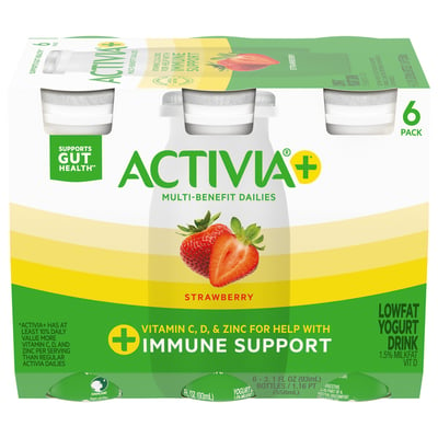 Activia - Activia, Yogurt Drink, Lowfat, Strawberry, 6 Pack (6 count), Shop
