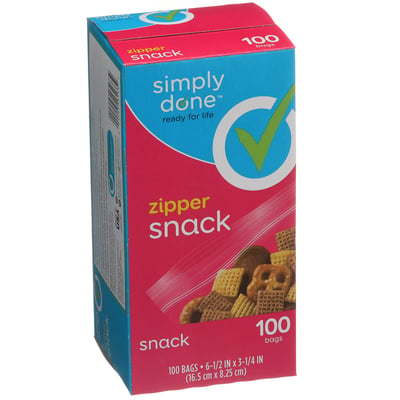 Simply Done Zipper Square Snack Bags 100 ct