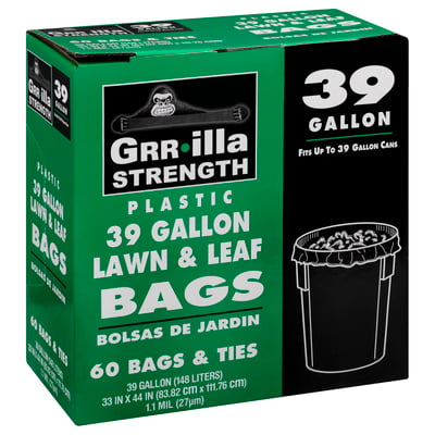 Grrilla Strength - Grrilla Strength 39 gl Plastic Lawn & Leaf Bags (60  count)