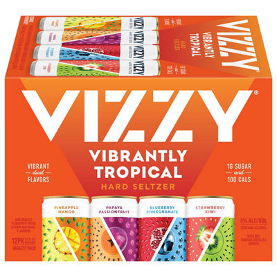 V TWELVE トロピカル柄セット Vizzy - Vizzy Hard Seltzer Vibrantly Tropical Variety Pack, 12