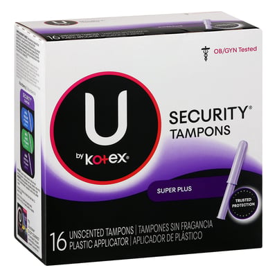 U By Kotex U By Kotex Security Tampons Plastic Applicator Super Plus Unscented 16 Count Shop Piggly Wiggly Midwest