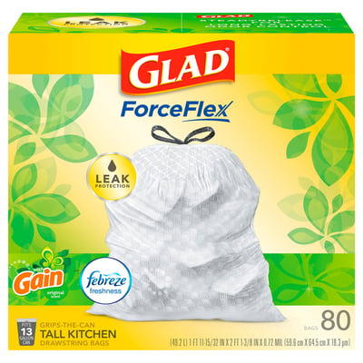 Glad - Glad, ForceFlex - Tall Kitchen Bags, Drawstring, Gain Original  Scent, 13 Gallon (80 count), Shop