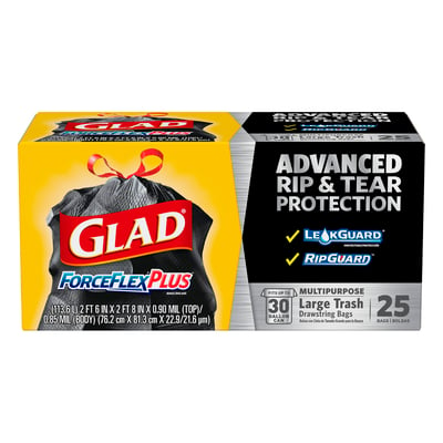 Glad - Glad, ForceFlex Plus - Trash Bags, Multipurpose, Drawstring, Large, 30  Gallon (25 count), Grocery Pickup & Delivery