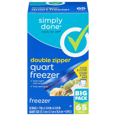 Simply Done - Simply Done, Freezer Bags, Double Zipper, Quart Size