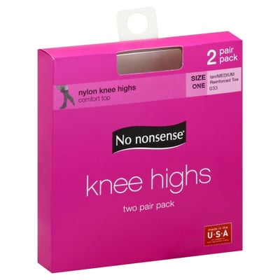 No Nonsense - No Nonsense Knee Highs, Comfort Top, Reinforced Toe, Size  One, Tan/Medium, Two Pair Pack (2 count), Shop