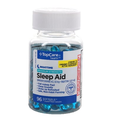 TopCare - TopCare, Health - Sleep Aid, Nighttime, Maximum Strength, 50 mg,  Softgels (96 count), Shop