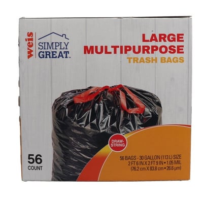 Hefty Strong Trash Bags, Drawstring, Multipurpose, Large, 30 Gallon, Mega Pack - 40 count