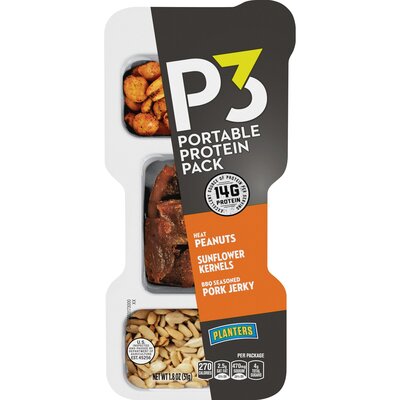 Planters P3 Portable Protein Snack Pack With Heat Peanuts Sunflower Kernels Bbq Seasoned Pork Jerky 0 11 Lb Online Grocery Shopping Delivery Smart And Final